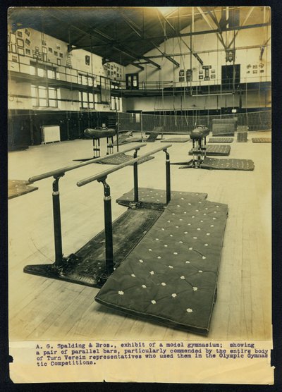 A. G. Spalding and Bros., Exhibit of a Model Gymnasium; Showing a Pair of Parallel Bars, Particularly Commended by the Entire Body of Turn Verein Representatives Who Used Them in the Olympic Gymnastic Competitions by Unknown